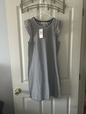 Michael Kors Black and White Striped Top
